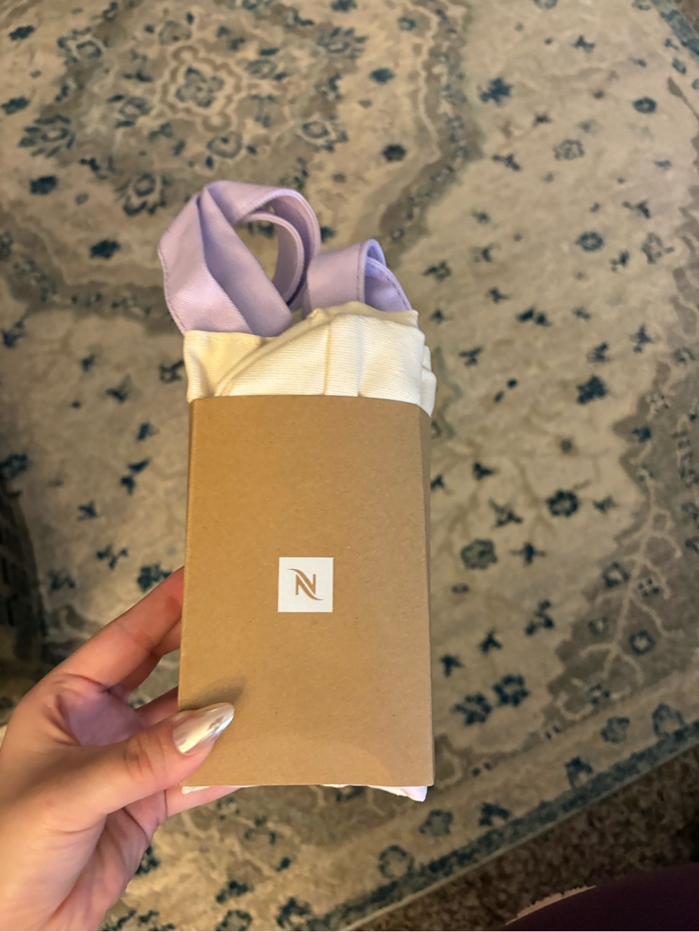 Nespresso Lavender Strap Canvas Tote with Cream Body